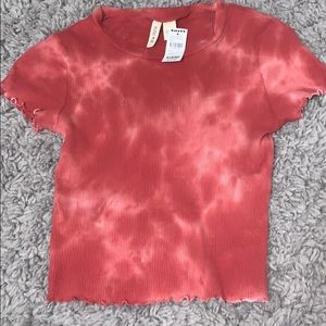 red and white tie dye tee